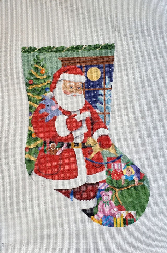 NeedlepointUS: Susan Roberts Needlepoint Designs - Hand-painted Christmas  Stocking - Sport Equipment Santa Stocking, Stockings, SR3237